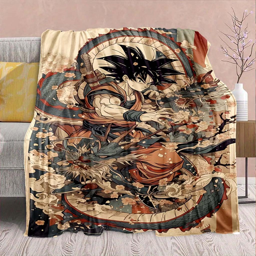 Dragon Ball Anime Flannel Blanket - Soft Warm Perfect for Sofa, Bedding Camping Travel Office Home Decor