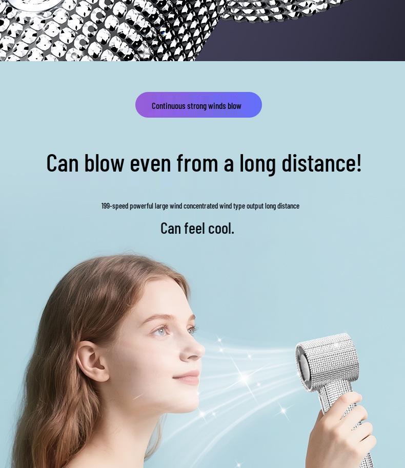 S5 Diamond 199-Speed Digital Display Portable Mini Fan