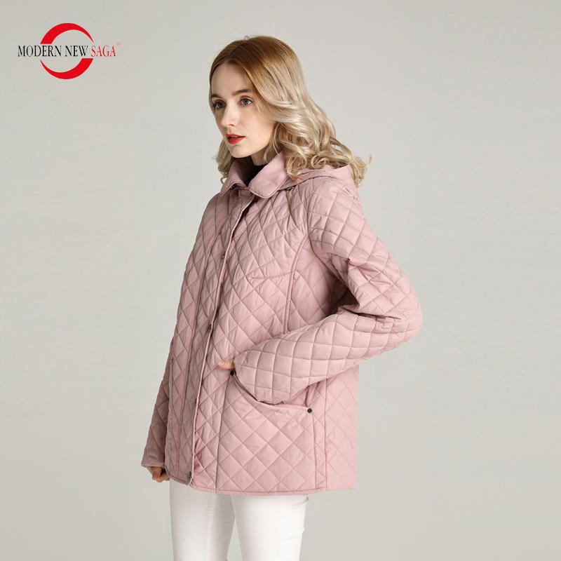 Damejakke MODERN NEW SAGA Spring Tynn bomullsjakke Mote Kortjakke dame hette