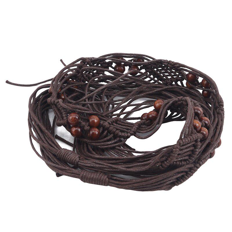 Exquisite Beaded Rope Braid Belt Knitted Waistband Gift Dress Belts Handmade Decorative Cummerbund