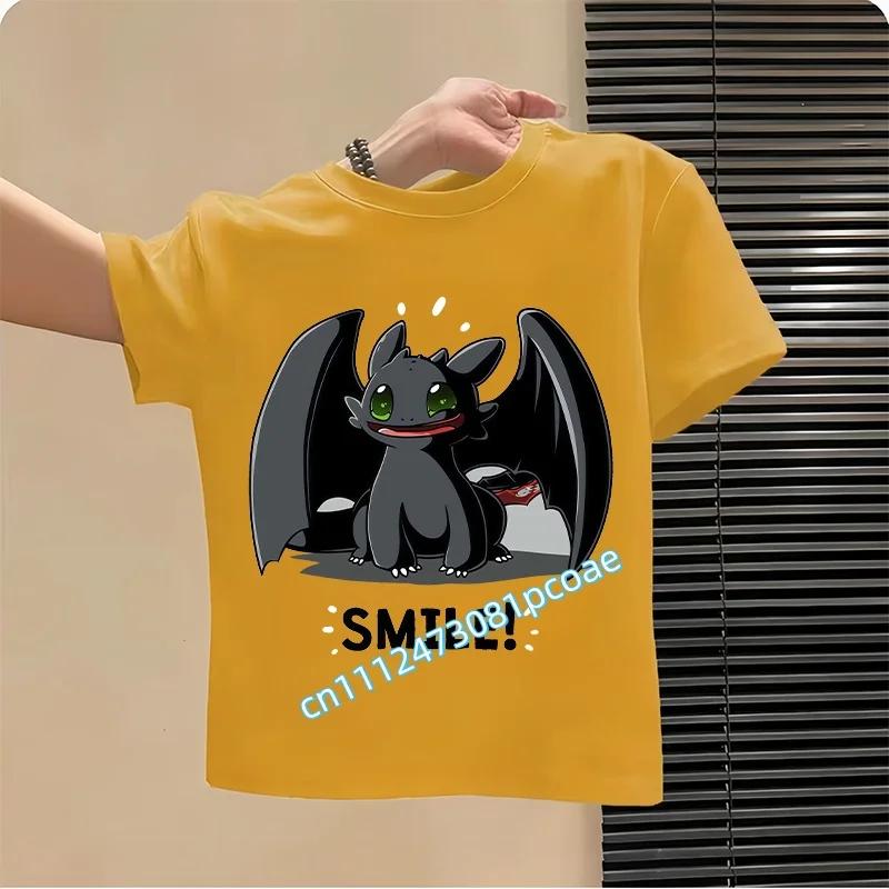 Dragon Tamer Summer Tshirt Boys Sports Shirt Girls Casual Top Cartoon Print Childrens Pure Cotton Short Sleeve Shirt