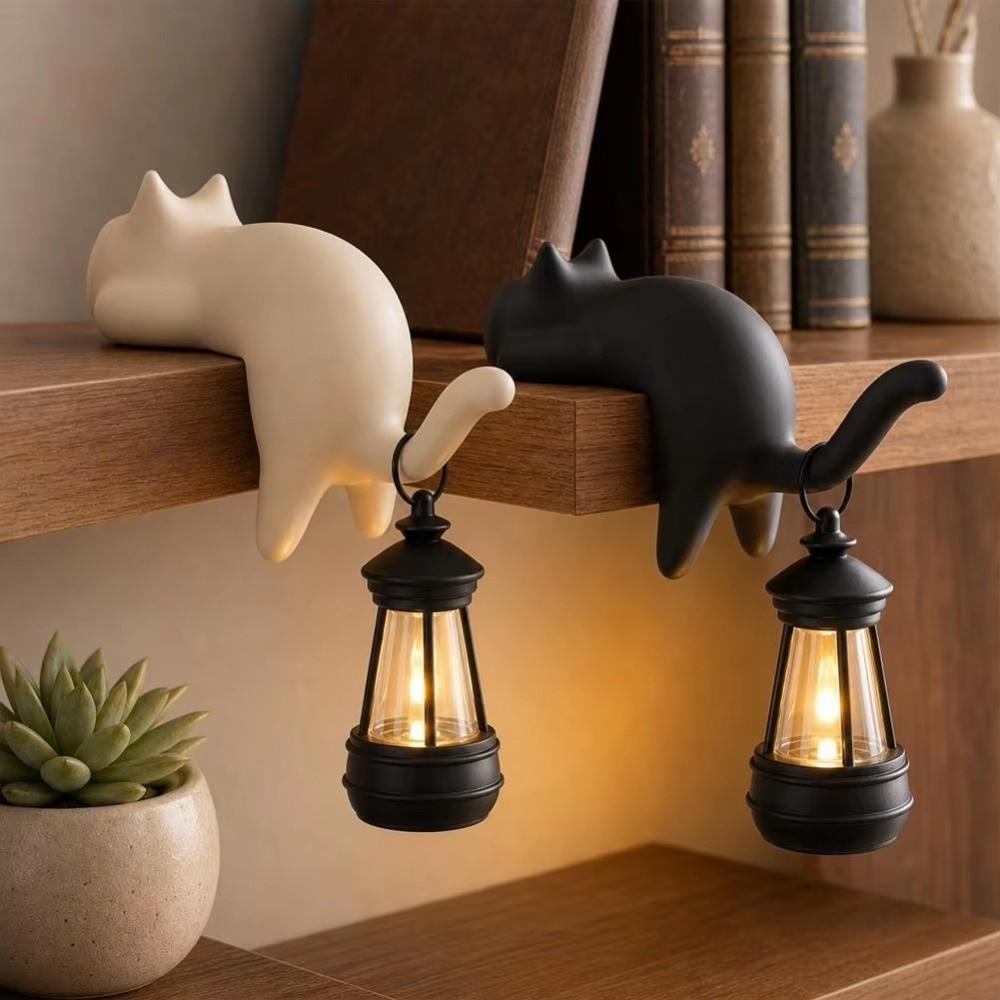 Plastic Cat Wall Hook Light Removable Key Holder New Cat Mini Lantern  Bedroom