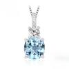 Potiy Cushion Natural Sky Blue Topaz 925 Sterling Silver Pendant Gemstone Statement Necklace Women No Chain Cute Valentines Gift
