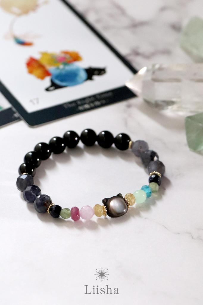 Supervised by a Fortune Teller Power Stone Money Work Good Natural Black Tiger June Shadow Cat Black Made In Liisha Bracelet, Luck, Luck, Luck,