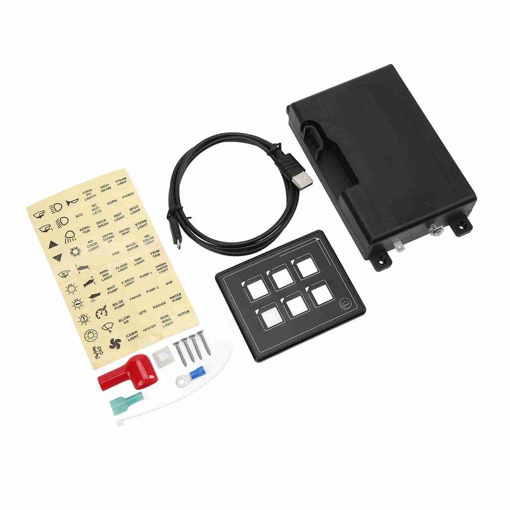 6P Switch Panel Bluetooth APP Control IP66 Waterproof Backlight M4 Stud Ring Terminal with Sticker F