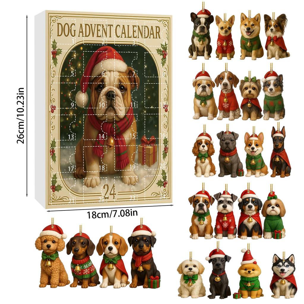 Christmas Cuter Dog Countdown Calendar Blind Box Tree Acrylic Pendant Gifts