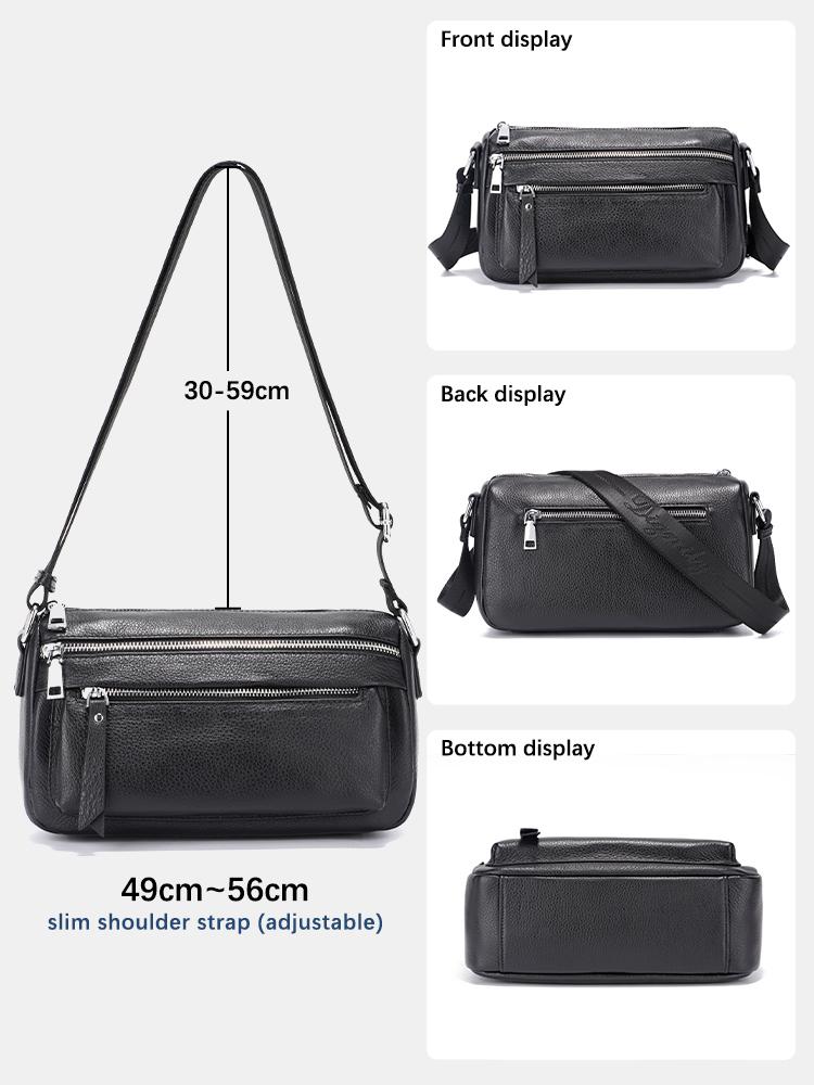 Zency Women Leather Handbag Shoulder Bag Silver Zipper Crossbody