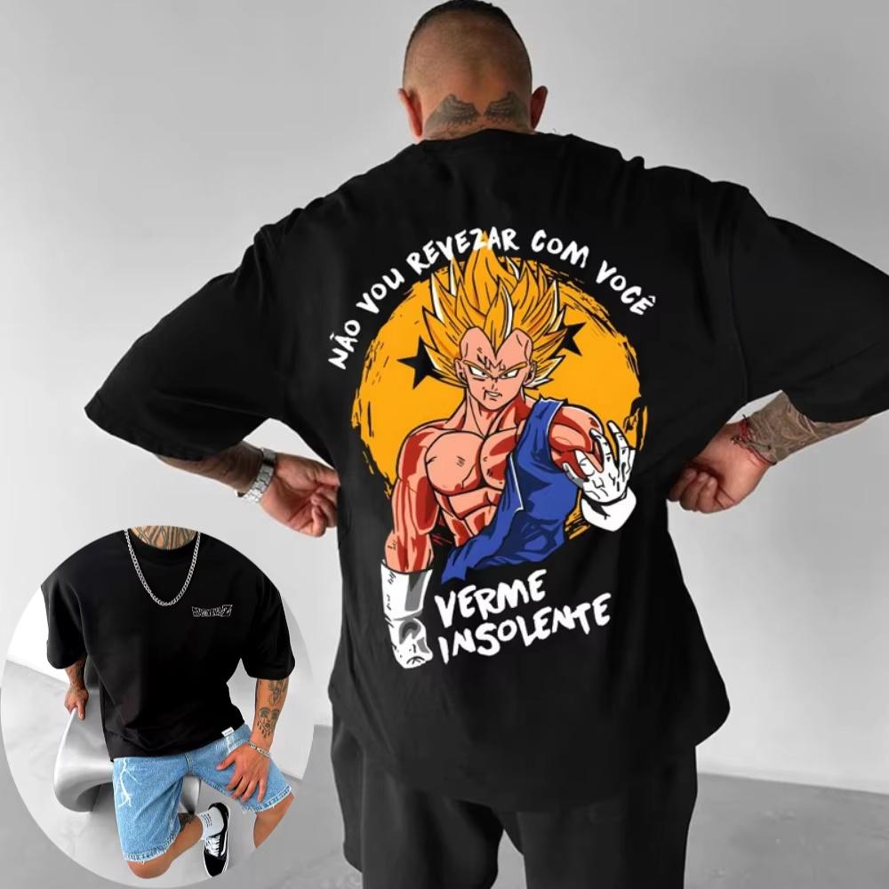 2026 new Dragon Ball Mens and Womens TShirts  Vegeta Anime SpringSummer ShortSleeved Punk Style S