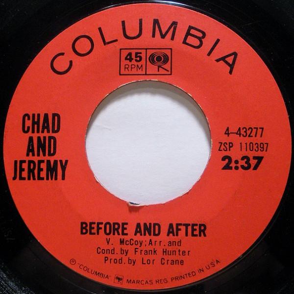 

7inch Record CHAD & JEREMY - Before And After 443277 Columbia 1965 US Rock Used