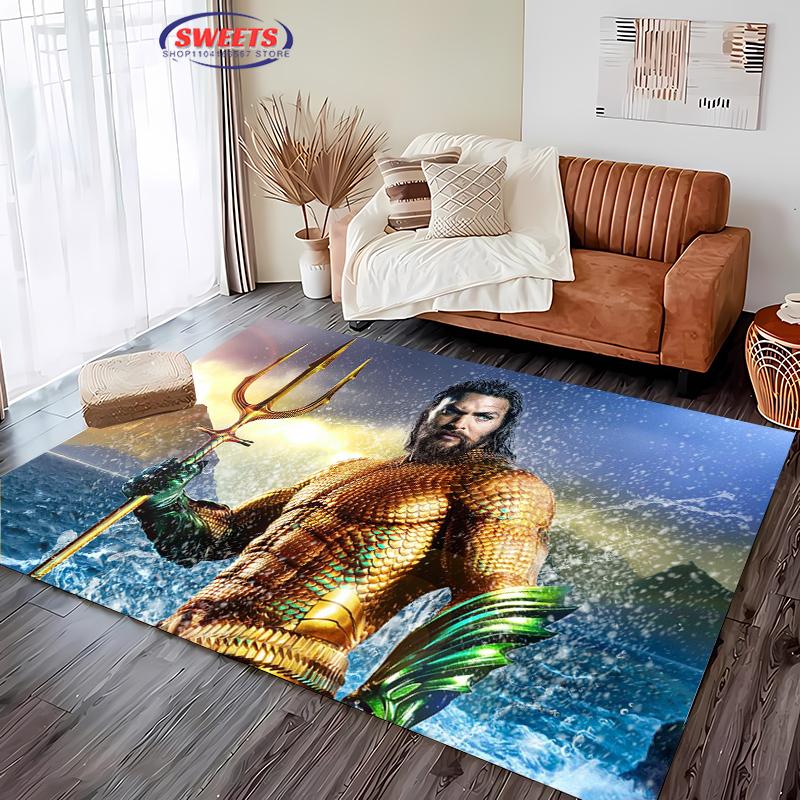 New Shelves! Classic DC Aquaman Carpet, Living Room Bedroom Office Area Children's Room of Choice, Non-slip Machine Washable Mat