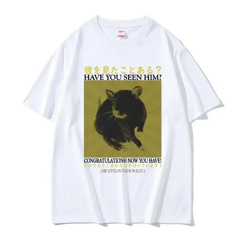 Harajuku mouse funny graphic Tshirt men and women round neck fashion short sleeve Tshirt cotton oversized Tshirt S