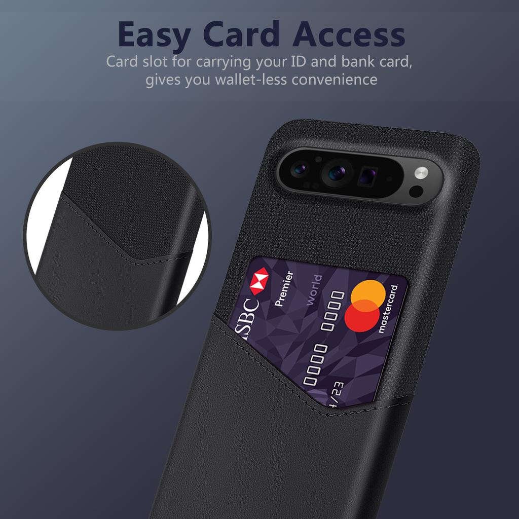 For Google Pixel 9 Pro XL Case Card Holder PU Leather+PC Drop-Resistant Phone Shell