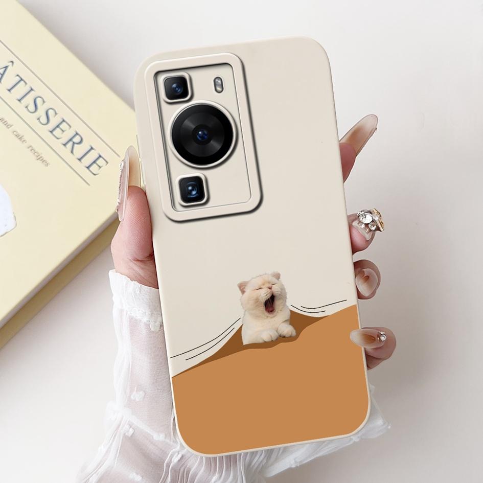 For Huawei P60 Pro Case MNA-LX9 Shockproof Cover Cute Cartoon Square Lens Protection Bumper For Huawei P60 Art P 60 P60Pro Funda