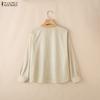 ZANZEA Women Grid Print Casual Round Neck Long Sleeve Blouse