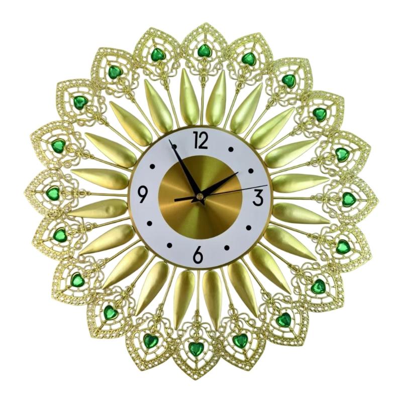 Crystal Leaves Wall Clock None-Ticking Silents Battery Operated Clocks Decorative Wall Clocks for Living Room Decors
