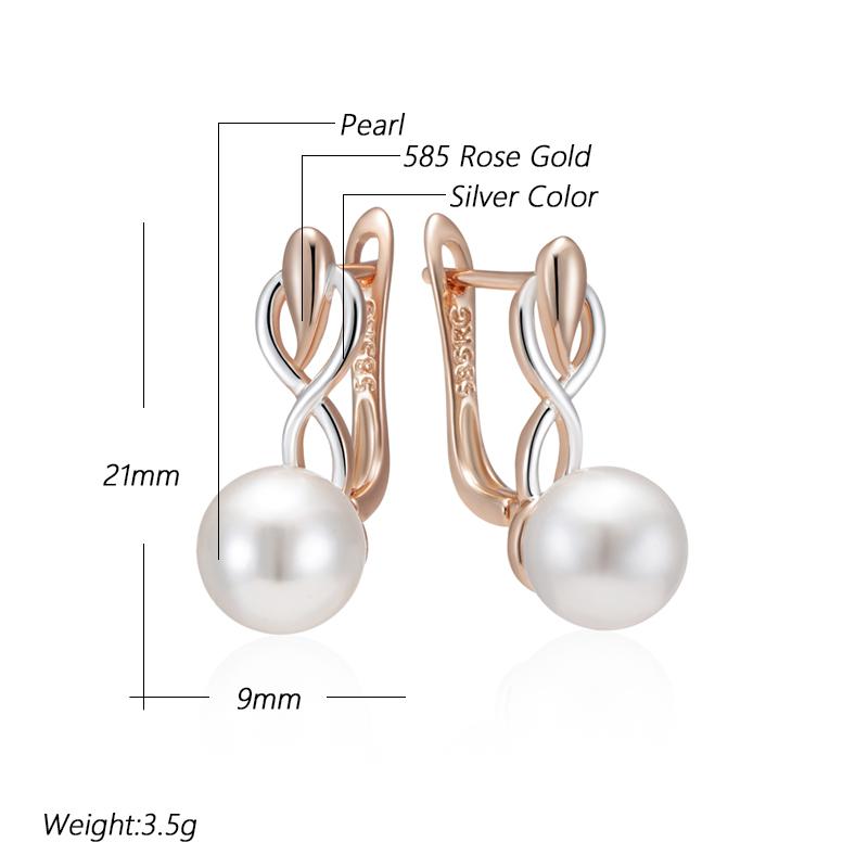 Fashion Geometry Pearl Drop Earrings For Women Rose Gold Color Mix Natural Zircon Boho Ethnic Wedding Jewelry