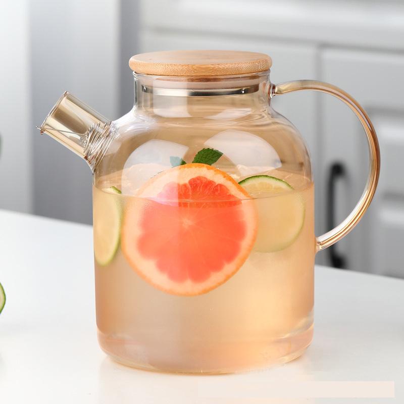 Borosilicate Glass Teapot with Bamboo Lid for Hot & Cold Drinks