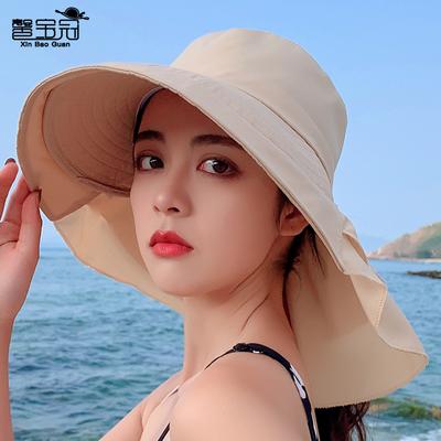 8062 New Hat Women's Summer Neck Protection Sun Protection Hat Travel Large Brim Fisherman Hat