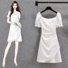 2026 Summer French Style Puff Sleeve Dress - Elegant Irregular Short Skirt for Women