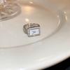 Square clock chain ring, open-ended ring, adjustable and minimalist rings