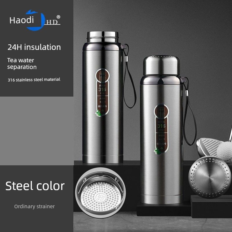 Large Capacity Vacuum Cup 316 Double-Layer Stainless Steel Men's Water Cup Female Student Portable Convenient Cold Insulation Iced Water Kettle Car