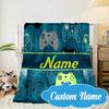 Custom Name Neon Game Controller Blanket bed sofa Blanket Flannel Blanket for Camping, Hiking, Picnic Essentials,gift for Fan family