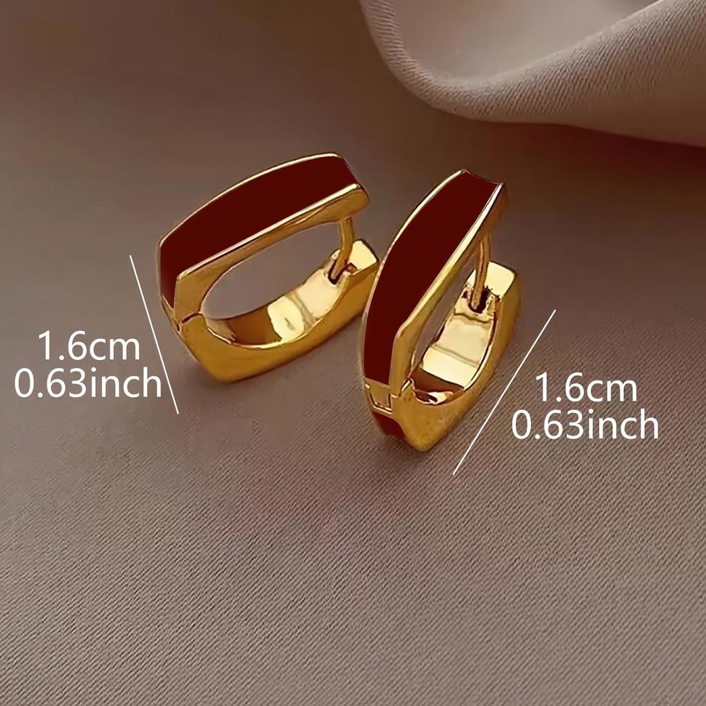 1 Pair Easy Luxury Versatile Suitable for Party Lightweight Chic Geometric Fashion Women Hoop Earrings