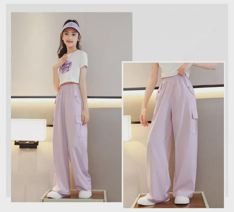 Lässige Eisseidenhose mit weitem Bein für Mädchen – 2024 Anti-Mücken-Hose für Kinder