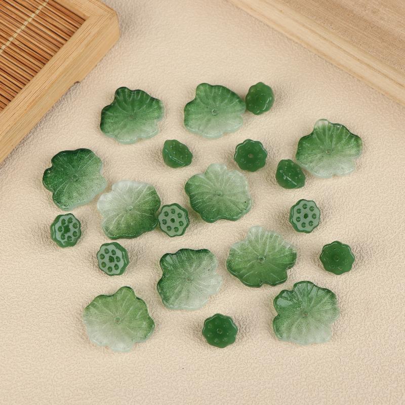 20Pcs Glass Lotus Flower Lotus Seedpod Beads Diy Jewelry Making Supplies Accessories For Handcraft Craft Kit