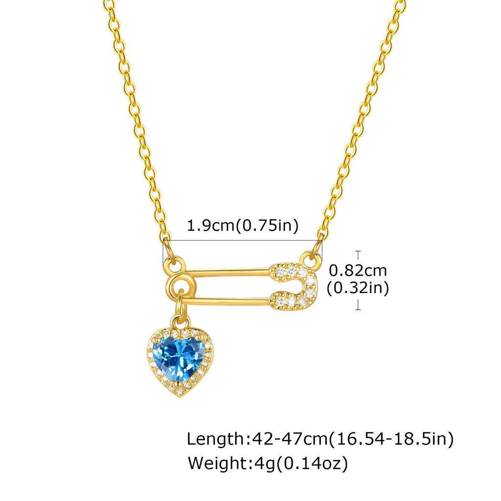 Fashion Stainless Steel Chain Heart Zircon Copper Pin Gold Necklace Ladies Nc-1650