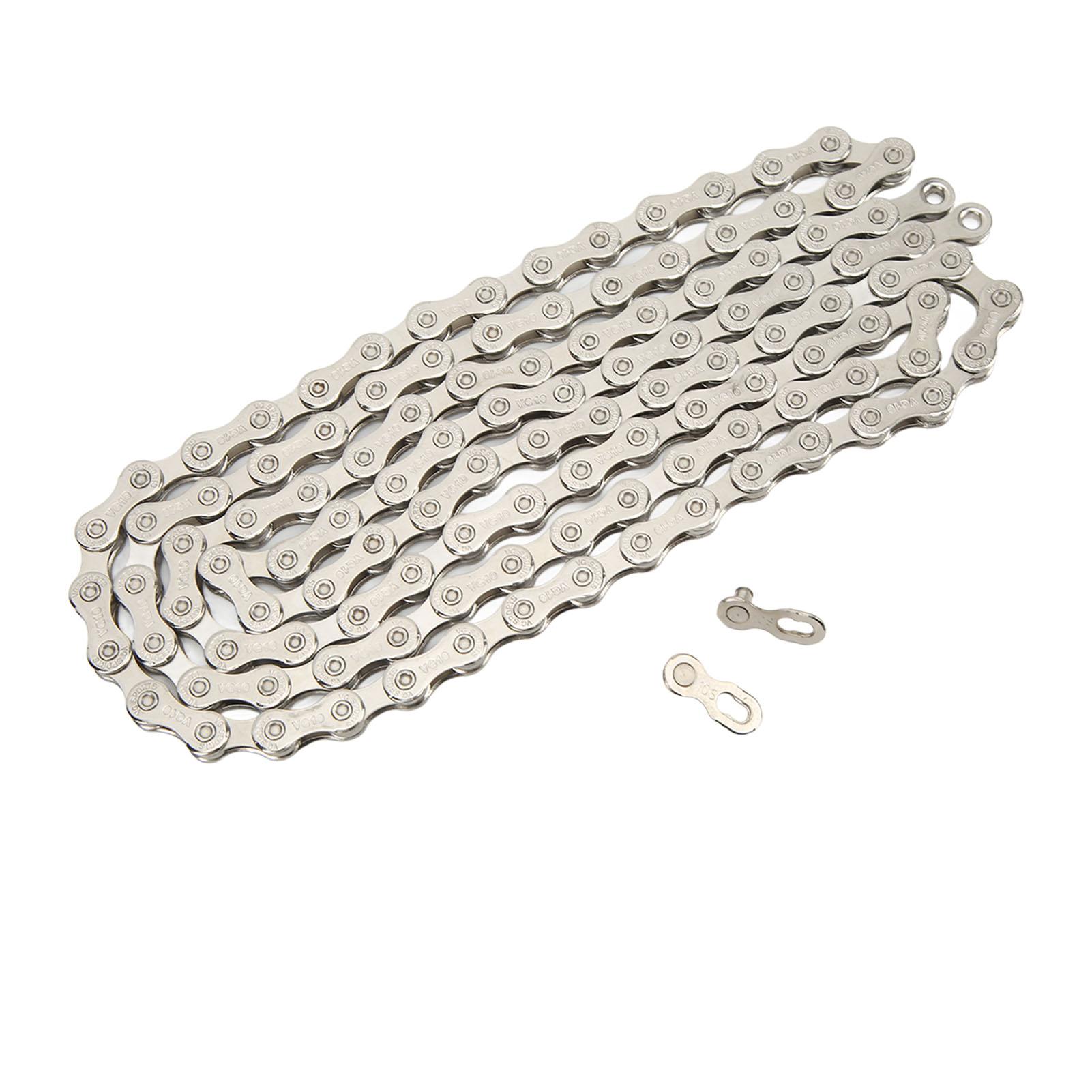 

Велосипедная цепь из высокоуглеродистой стали, серебро, 116 звеньев, 10 скоростей, аксессуары для шоссейных горных велосипедов для VG SPORTS