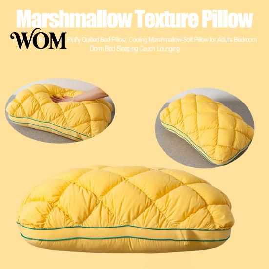 Quilted Surface Cushion Pillow Pineapple Bun Pillow, Fluffy Bed Cooling Marshmallow-Soft Raised Square for Adults Bedroom Dorm Sleeping Couch Lounging