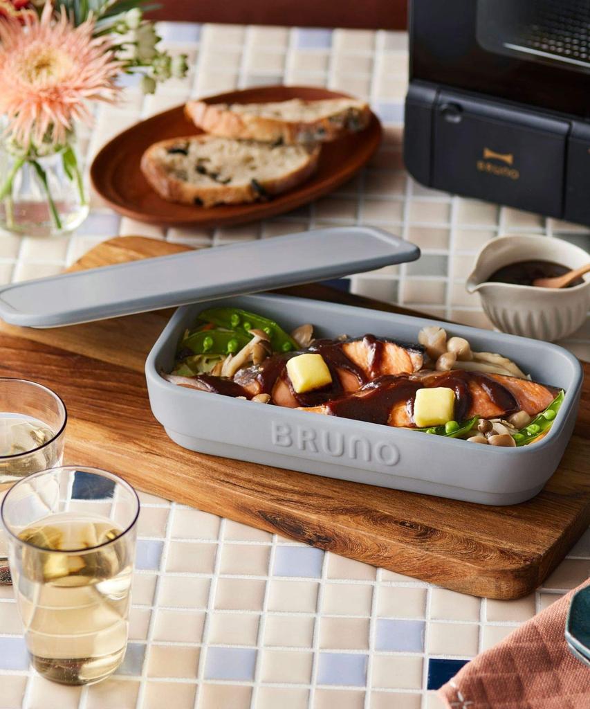 BRUNO Toaster Cooker, Medium, 360ml Capacity, Microwave and Dishwasher Safe, Ideal for Snacks and Evening Drinks, Ceramic, Blue and Gray,