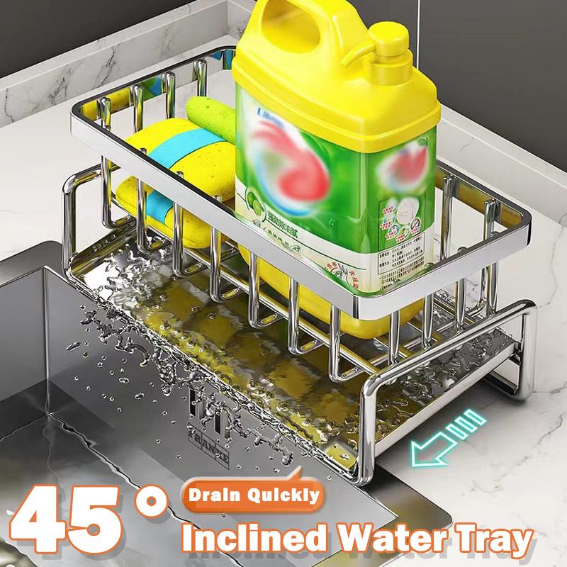 Aufbewahrungshalter für Spülbeckenreinigungswerkzeuge, multifunktionales Abtropfgestell aus Edelstahl für Küche, Reiniger-Organizer