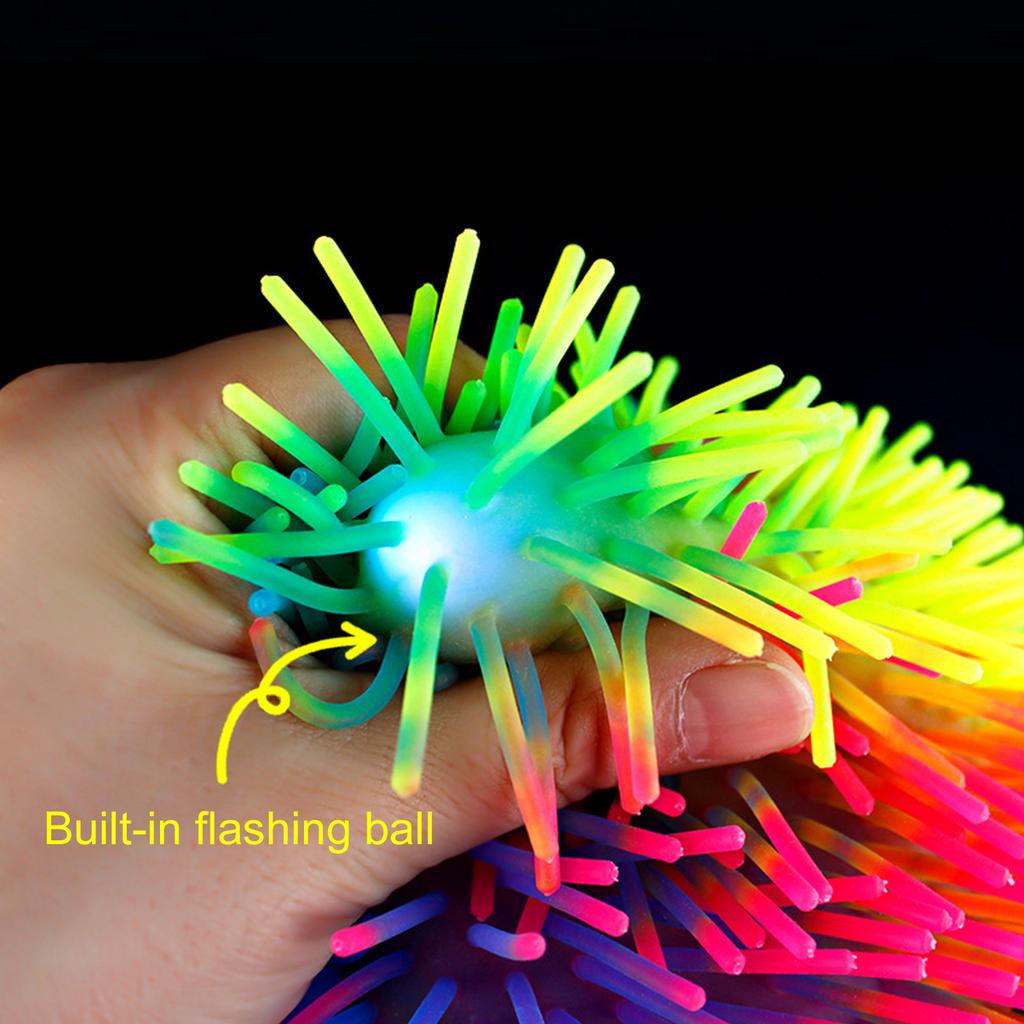 Large Puffer Ballsl with Lights 18cm Stretchable Tentacles Cool Ball for Boys Girls Fun Classroom Prizes Party Favors