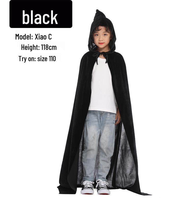 Pelerină de Halloween din catifea pentru copii și adulți - Pelerină costum cosplay de vrăjitoare sau secerător