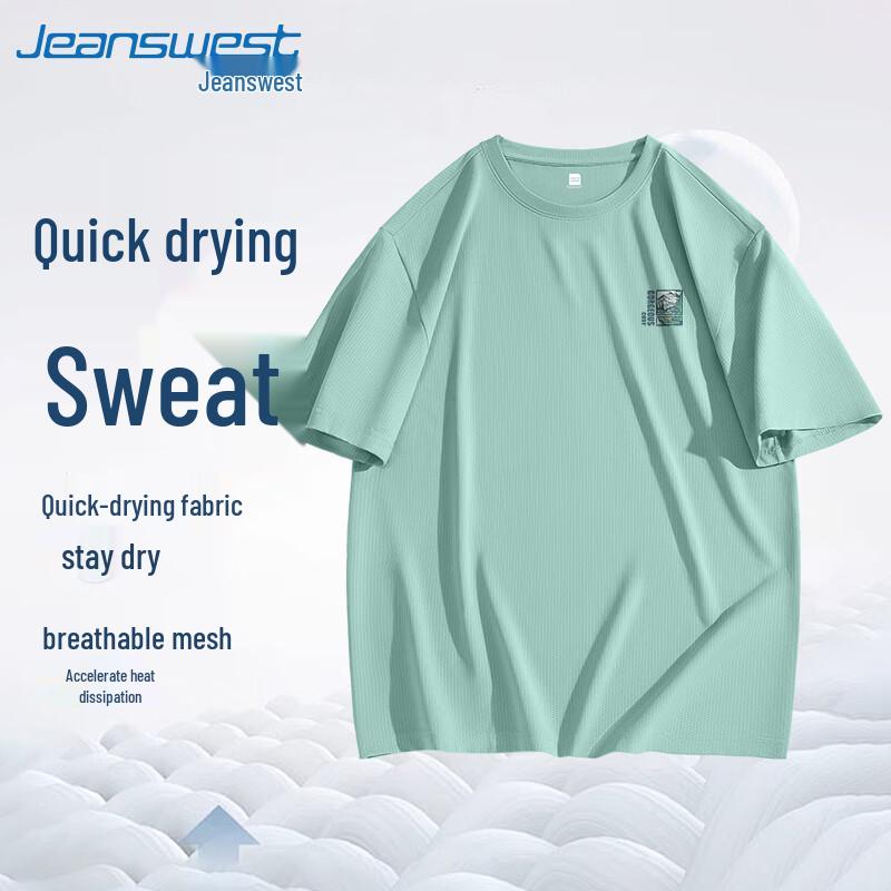 

Jeanswest Men s 2025 Ice Silk Mesh Quick-Dry Sports T-Shirt 2XL