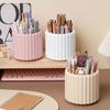 1pc 360° Rotating Desk Organizer,Plastic Pencil Holder, Multi-Functional Office Supplies Storage for Makeup Brushes and Lipsticks, Home and School Use