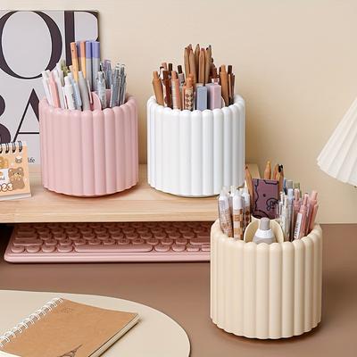 1 Stück 360° Drehbarer Schreibtischorganizer, Kunststoff-Stifthalter, Multifunktionale Aufbewahrung für Bürobedarf, für Make-up-Pinsel und Lippenstifte, für Zuhause und Schule