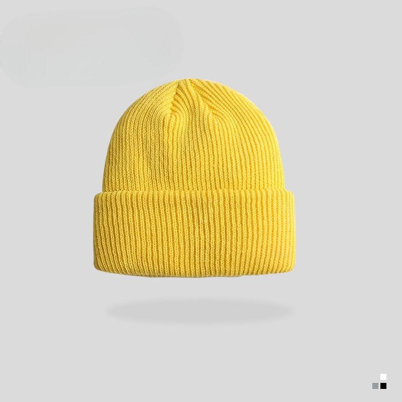 Hat Knitted Hat Women's New Curled Solid Color Cold Hat Autumn and Winter Ear Protection Warm Knitted Hat Casual Pullover Hat