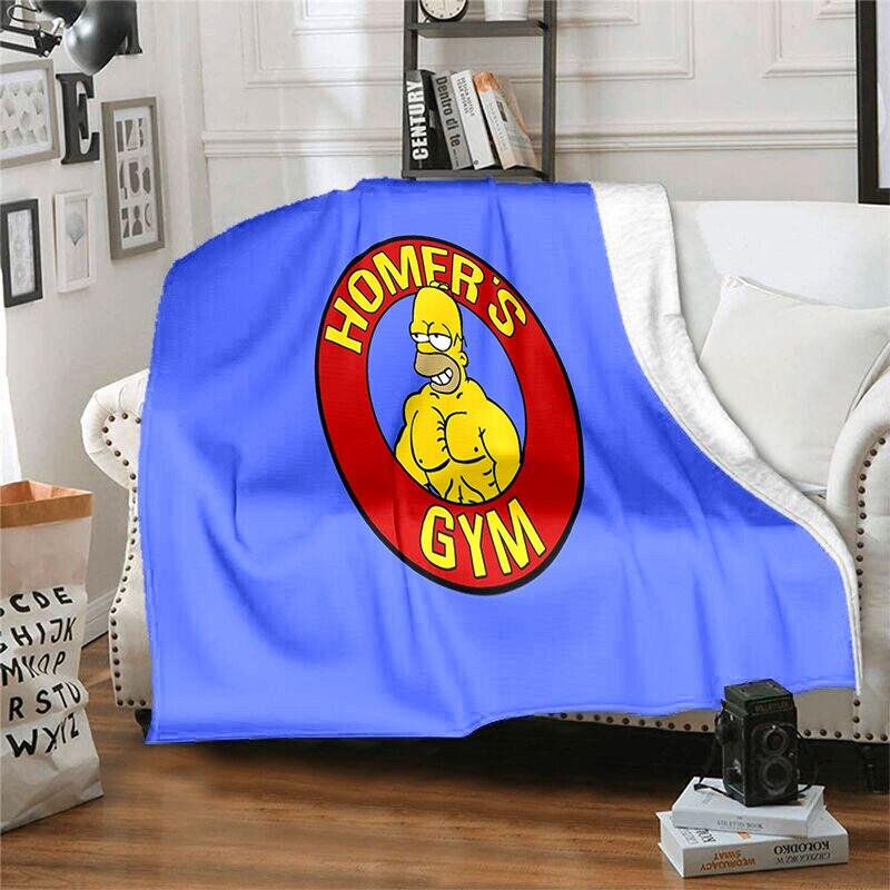 S-Simpson Měkký plyšový rozkládací pohovka Hodící Cartoon Moderní flanelové přikrývka Potah Tištěná přikrývka Dárek Piknikové deky