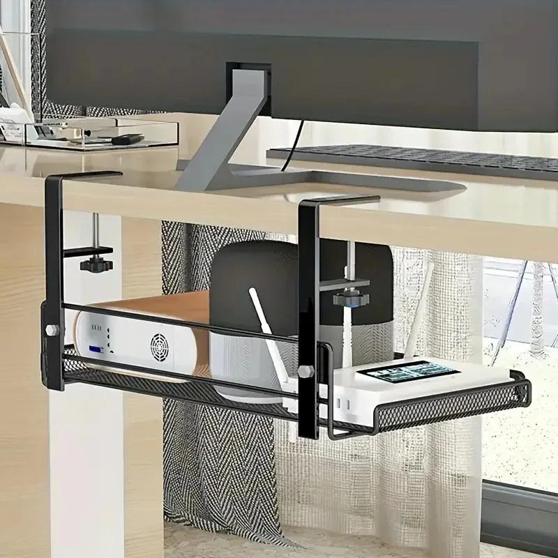 Under-Desk Cable Management Rack Computer Desk Cable Organizer Wired Network Cable Outlet Storage Shelf Cable Routing Solution
