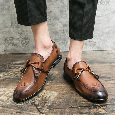 Hoge Kwaliteit Leer Heren Kwast Loafers Schoenen Jurk Schoenen Slip On Herenschoenen Casual Schoenen Man Feest Bruiloft Schoeisel Grote Maat 38-47