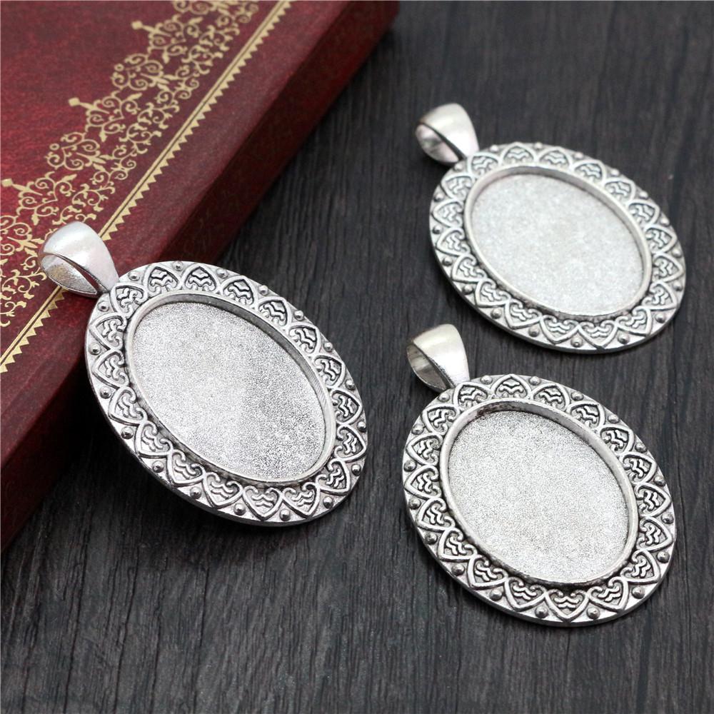 10 Stück 18x25mm Innenmaß Ovaler Anhänger Cabochon Leere Basis Fassung Fassungsschale DIY Halskette Schmuckherstellung Zubehör Fundstücke