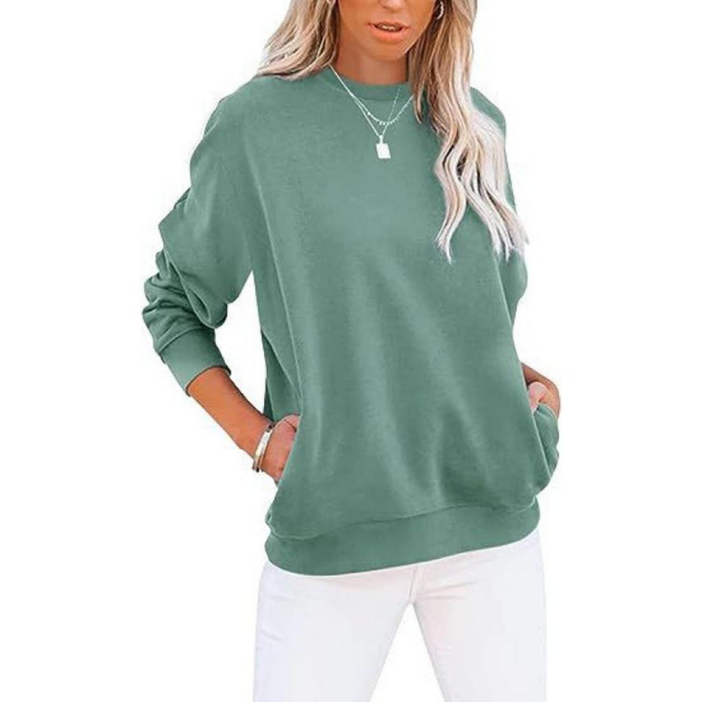 Women's Solid Color Pocket Top Hoodie