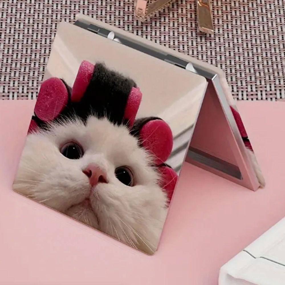 Cat Pattern Foldable Mirror Magnifying Pocket Mirror Portable Makeup Mirror Children Student