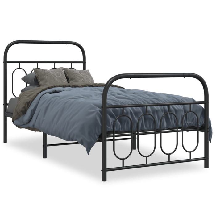 VidaXL Cadre de lit métal sans matelas avec pied de lit noir 80x200 cm 377126