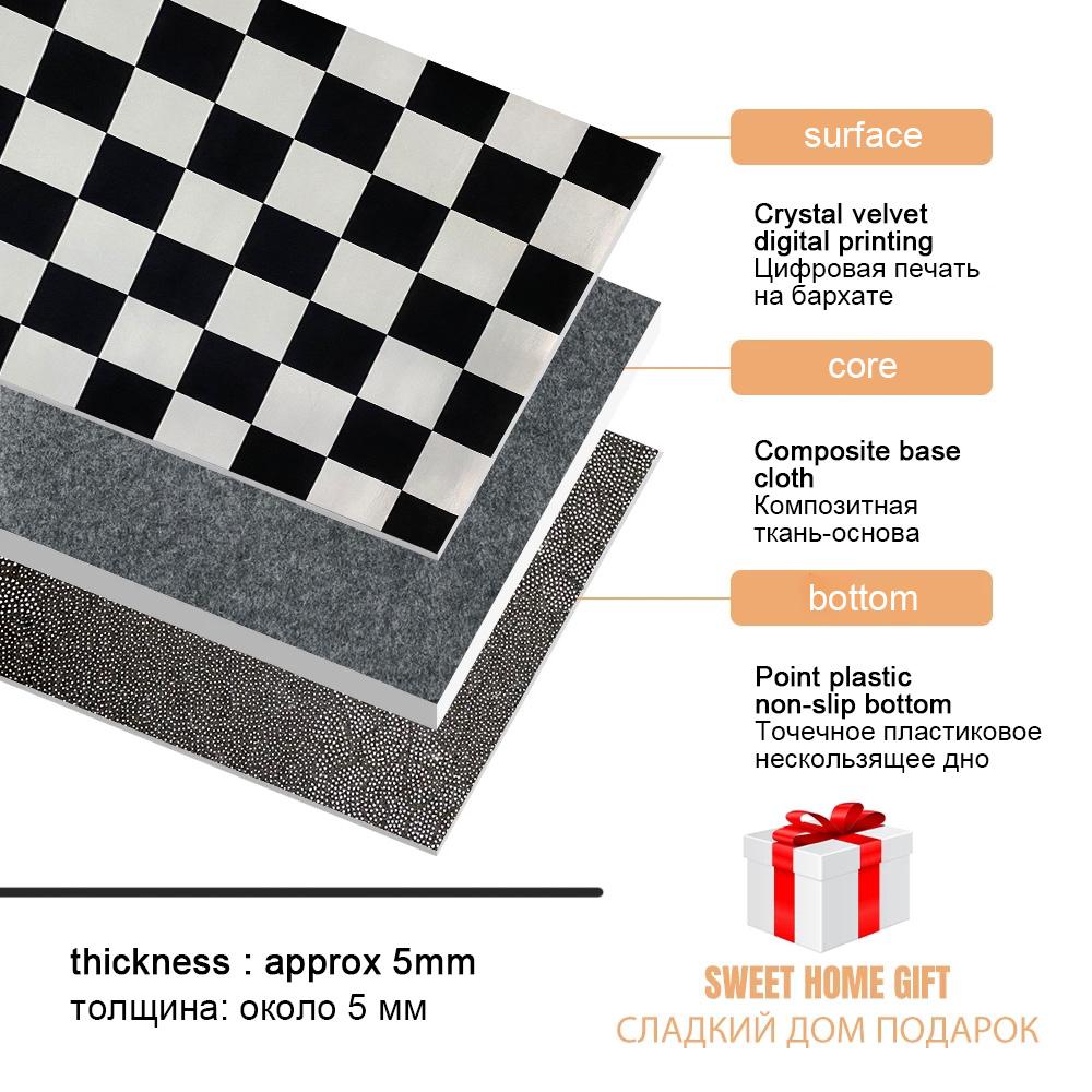 Nordic Style Living Room Area Rug Geometric Grids Bedroom Carpets Kitchen Mat Soft Flannel Non-Slip Bathroom Floor Mat Doormat