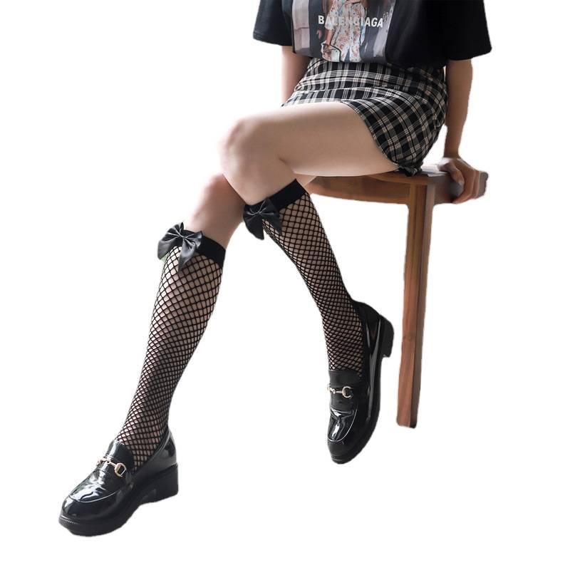 Japanese Style Fishnet Mid-Calf Stockings - Sexy Mesh Lolita Socks for Women