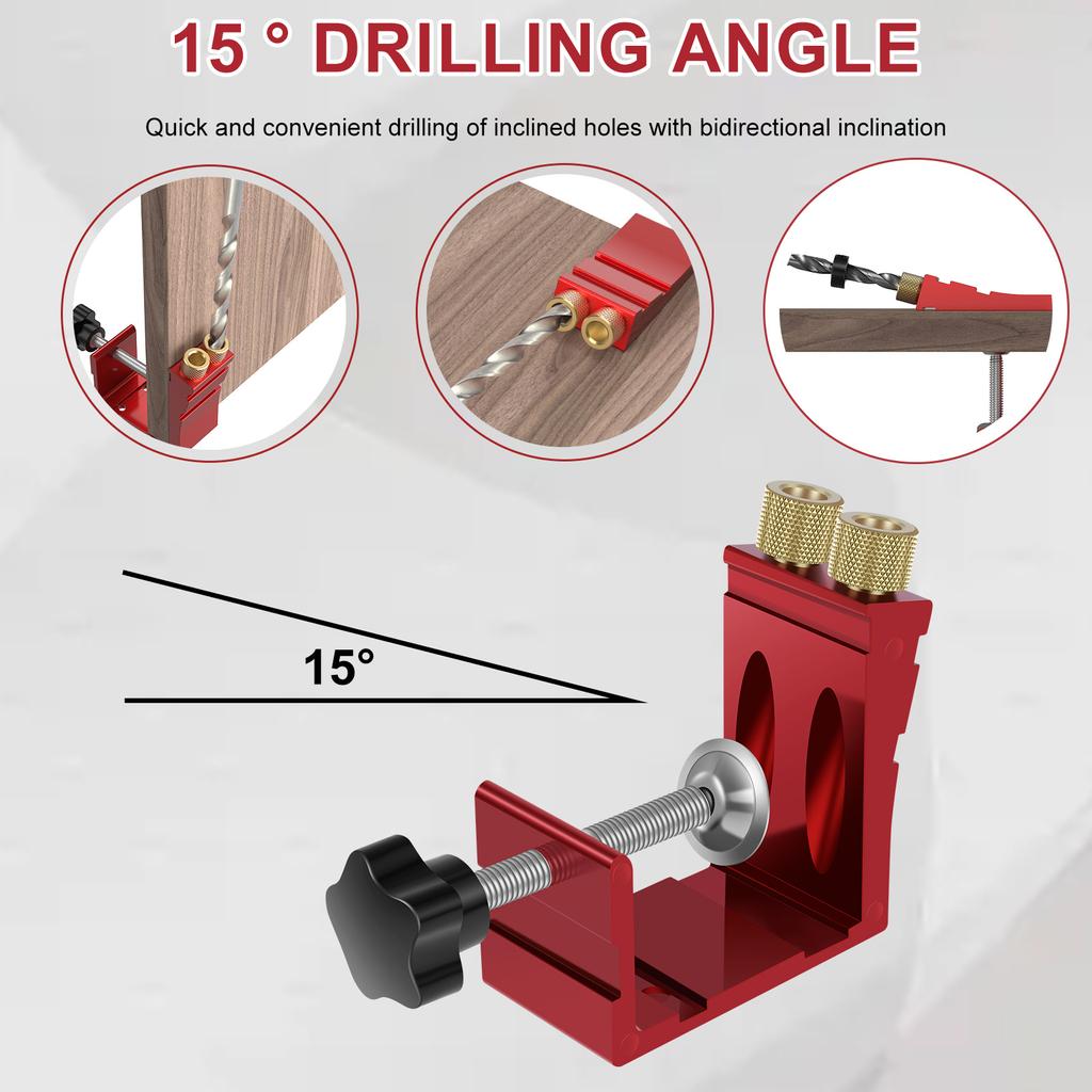 47Pcs Pocket Hole Screw Jig 15 Degrees Dowel Drill Joinery Kit Carpenters Wood Woodwork Guides Joint Angle Locator Tool